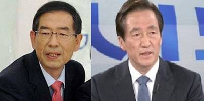 박원순(왼쪽)-정몽준 후보 ⓒ더타임즈DB