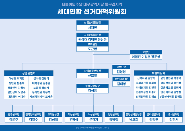 민주당 동구갑 세대연합 선거대책위원회 조직표